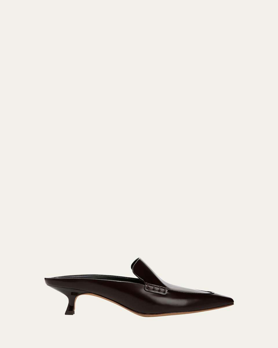Samy Leather Kitten Mule Pumps